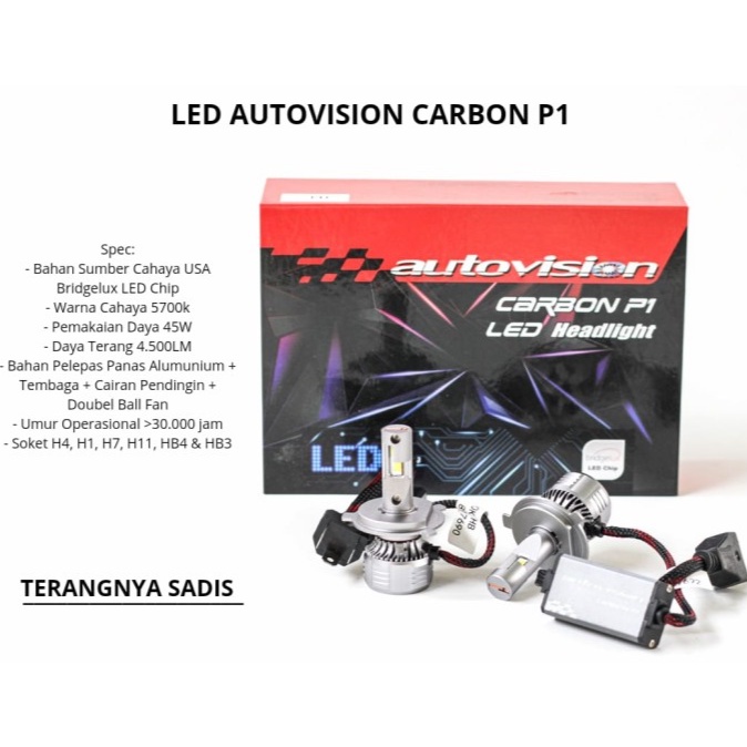 LED Autovision Carbon P1 H1 45 Watt 5700K