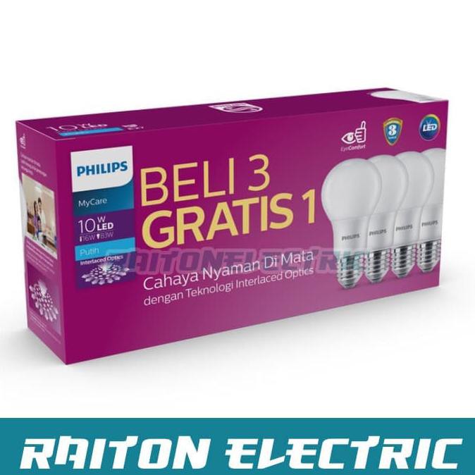 Lampu LED Philips Lampu Bohlam 10w 10 watt multipack (1dus/4pcs)