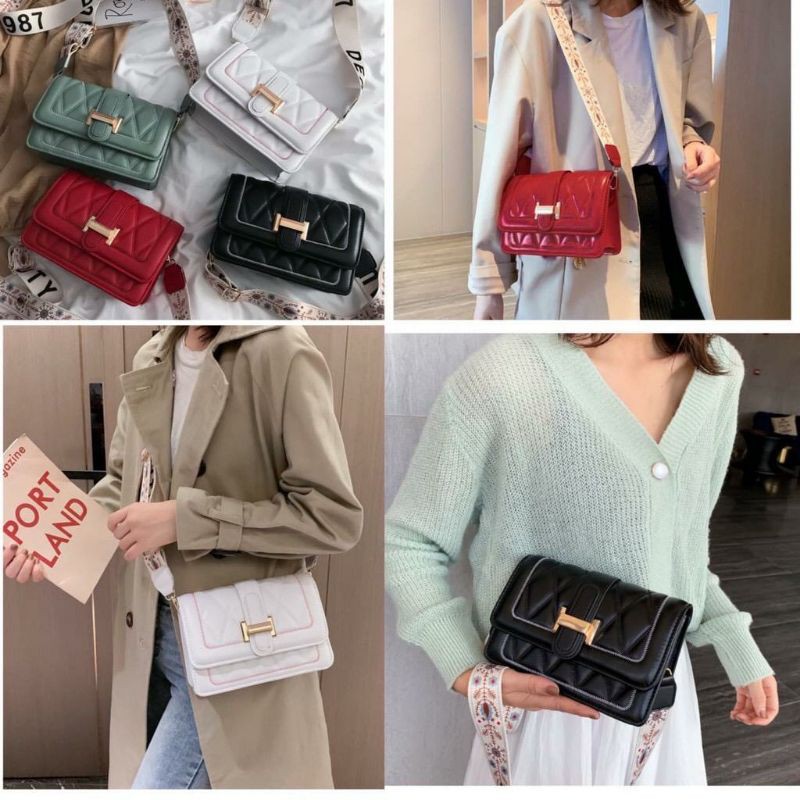 Tas Selempang Tali Kain Hiasan H