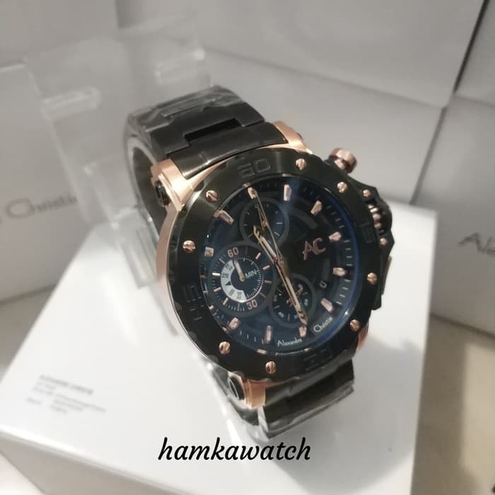 JAM TANGAN PRIA ALEXANDER CRISTIE AC COLLECTION 9205 BLACK ROSE GOLD