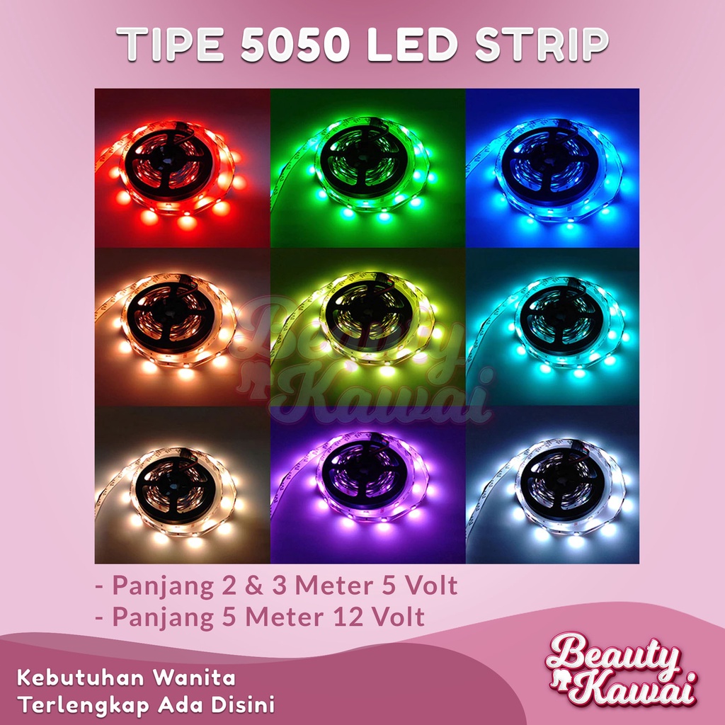 LED Strip 2 3 5M 2835 5050 Waterproof  Lampu Hiasan Indoor Remote