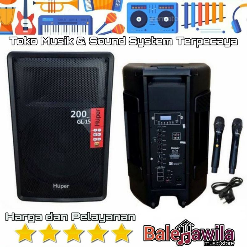 Speaker Portable Bluetooth Huper GL15 GL 15 Original Garansi