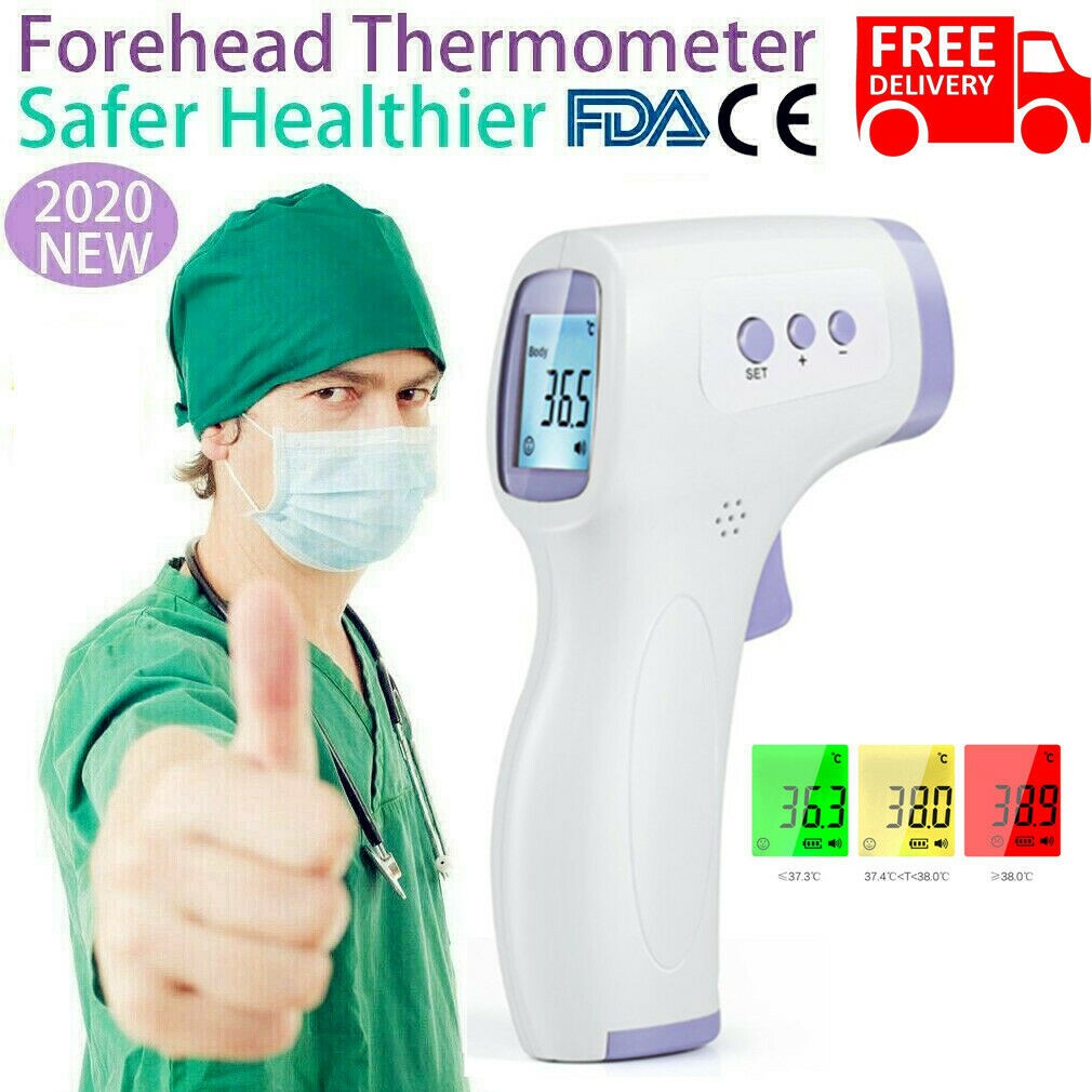 THERMOGUN TERMOMETER MALL TEMPAT IBADAH PABRIK 3 WARNA LED TERMOMETER MEDIS TERMOMETER SUHU TUBUH