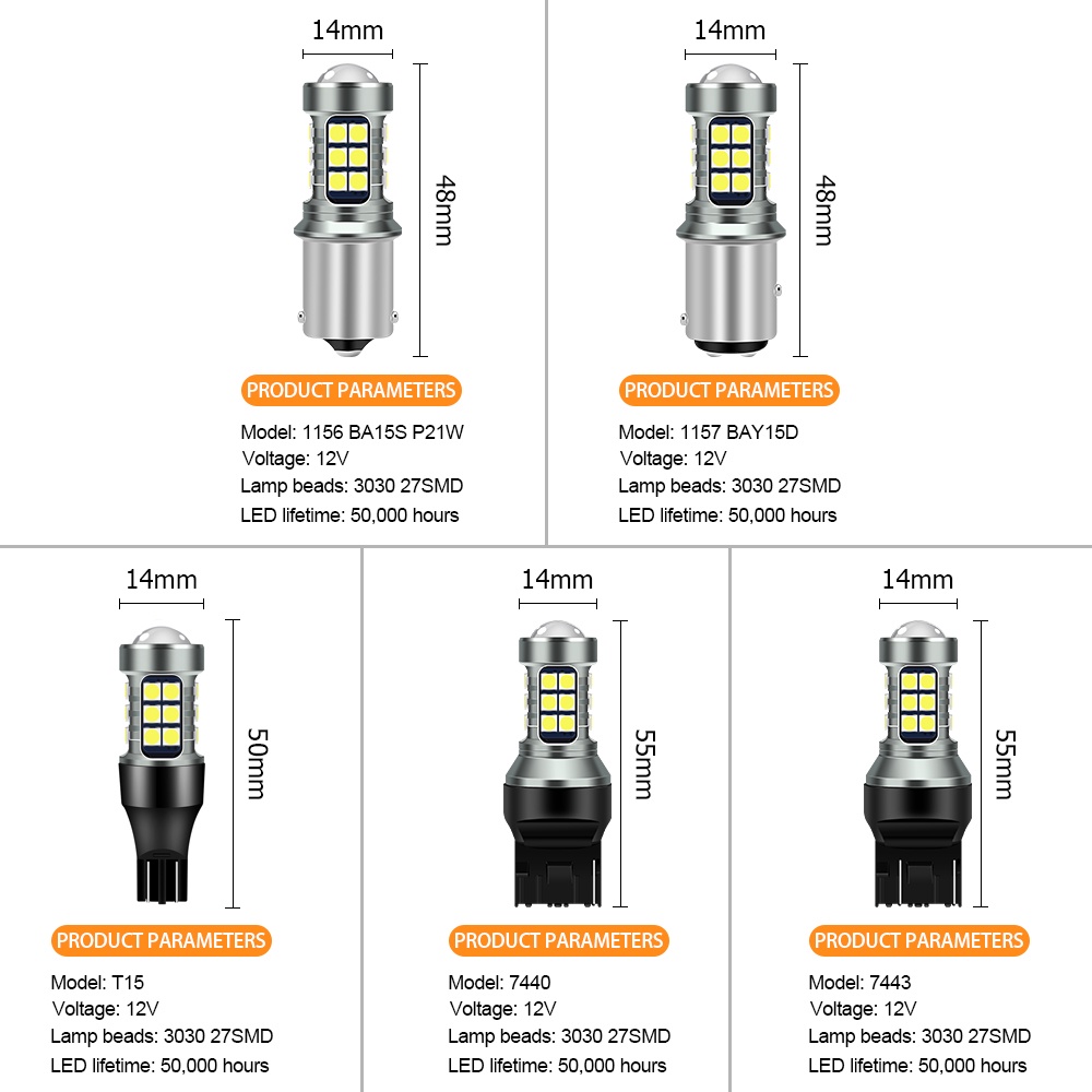 Lampu Rem LED Strobo Motor &amp; Mobil 27SMD T15 T20 7440 7443 BA15S BAY15D - PY21W P21W 1156 1157 - Sein Mundur Rem