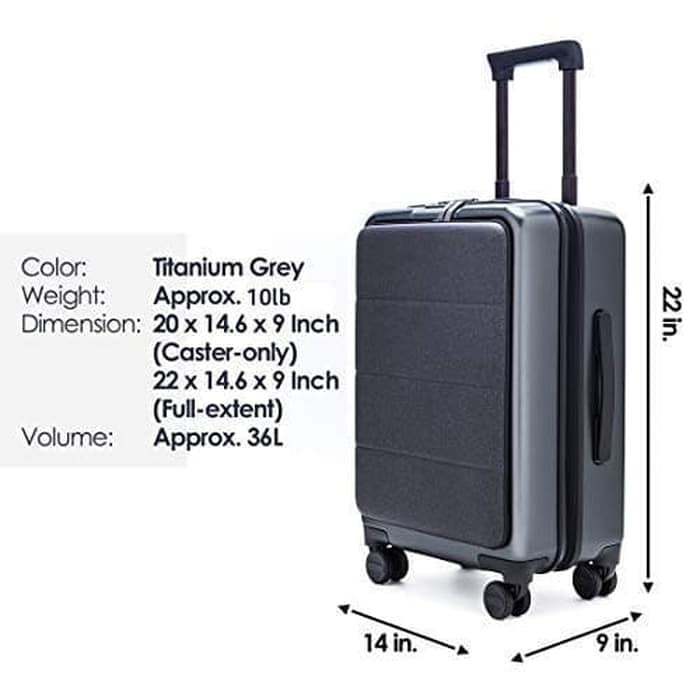 XIAOMI 90FUN Tas Koper Bisnis 20 inch Travel Trip Business Suitcase - Titanium Grey