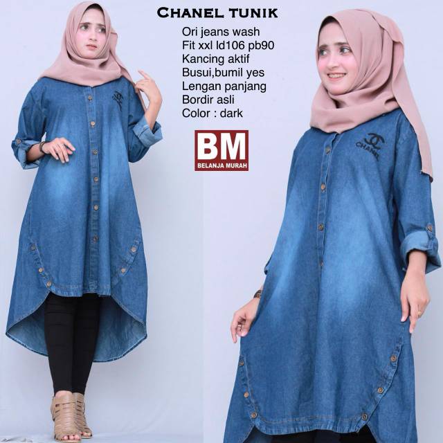 Baju atasan wanita muslim Chanel tunik