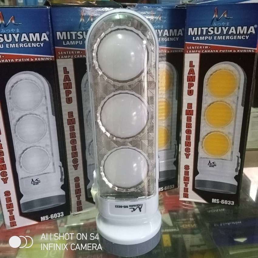 Lampu Emergency Mitsuyama MS-6033 Lampu Cas Senter Cahaya Putih Dan KuningLampu Emergency Mitsuyama