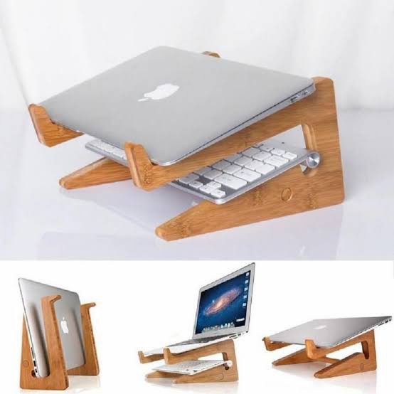 Stand laptop kayu portable wood satand notebook dudukan macbook puzle