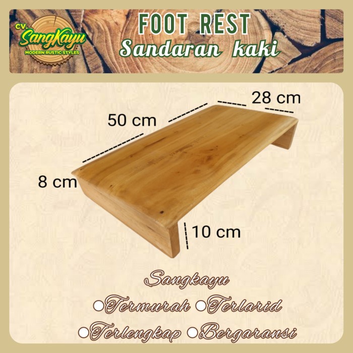 Pijakan kaki / foot rest under desk 50x28 cm / sandaran kaki kayu unik