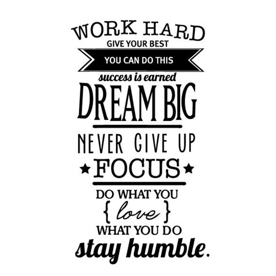 [GRAY.STORE178] Sticker Dinding Kaca Ruang Tamu Work Hard Wallpaper Decoration Quotes - STK