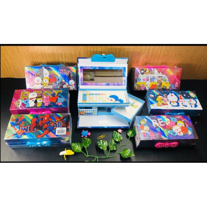 kotak pensil KODE 3 TINGKAT metalik 3dimensi/pencil case password/kotak pin-1