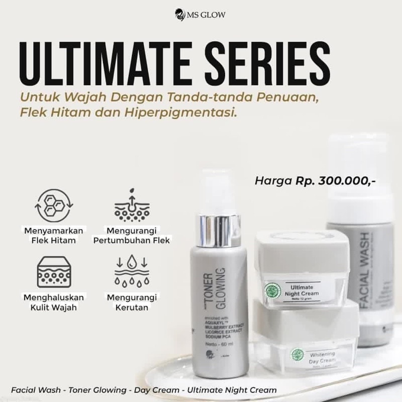 (PROMO) MS GLOW PAKET ULTIMATE SERIES CREAM FLEK HITAM FLEK PIPI FLEK HIDUNG ANTIAGING ORIGINAL