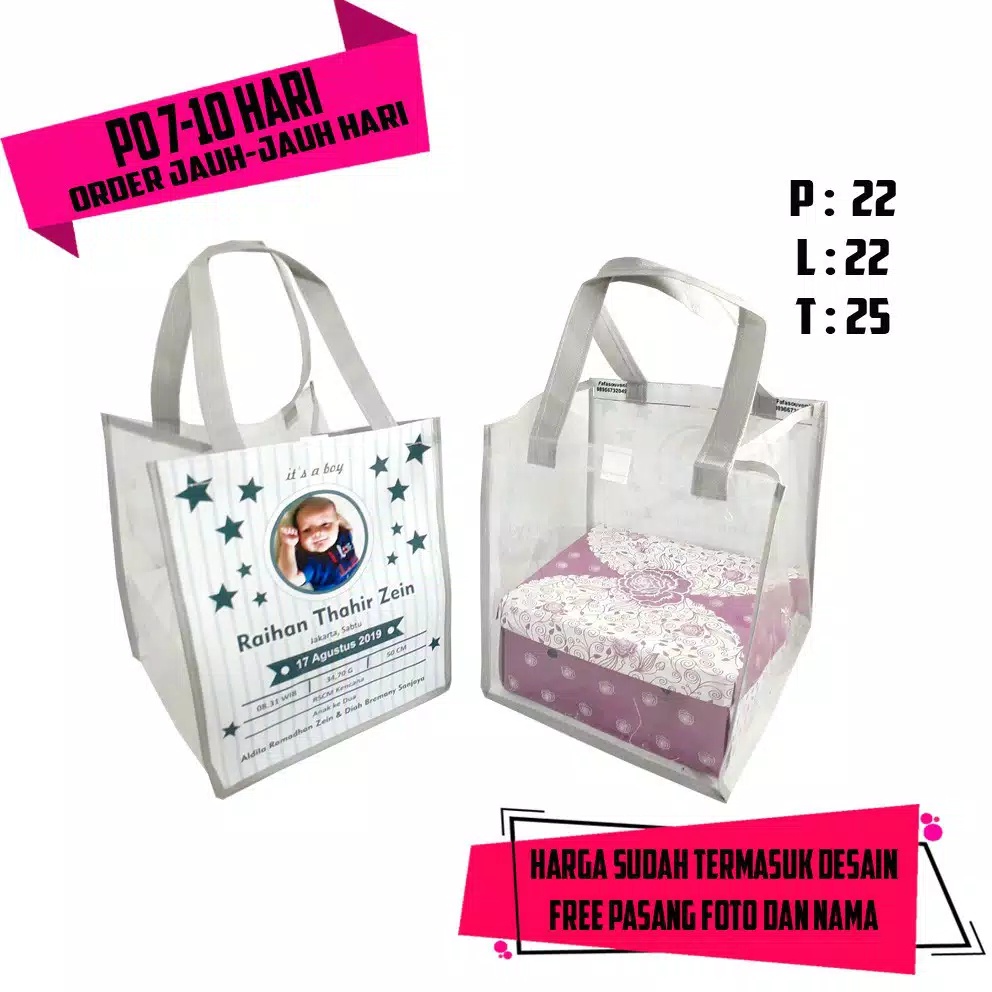 Tas Aqiqah/ Tas Syukuran / Tas Berkat/nasikotak/nikakhan/khitanan/ mengenang.orang/berkatan.hantaran