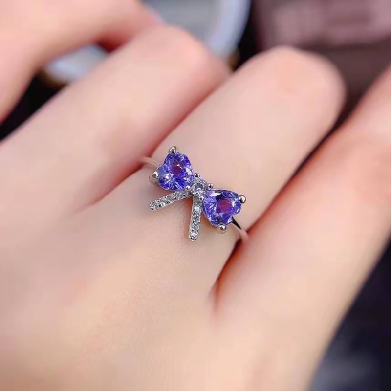 Cincin 925 Silvery Zircon AAA Ungu Gaya Korea Untuk Wanita