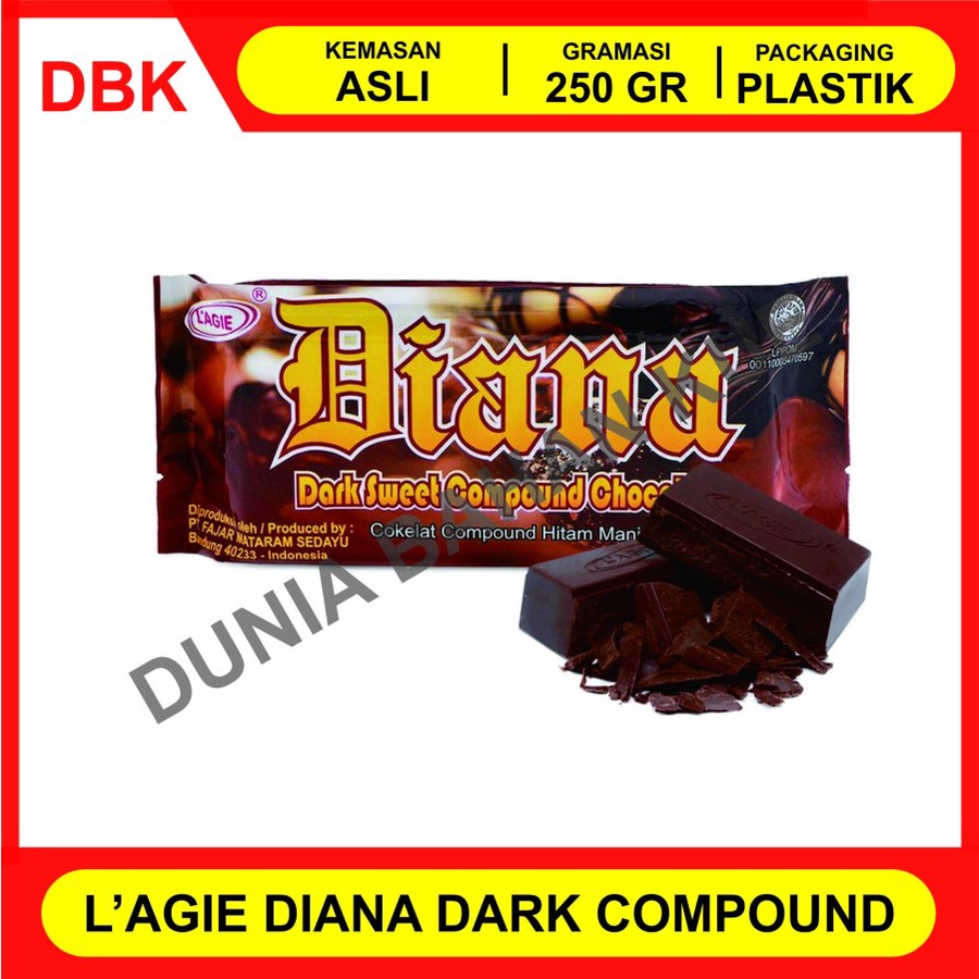 

L'AGIE DIANA DARK SWEET COMPOUND CHOCOLATE 250 GR / COKLAT BATANG