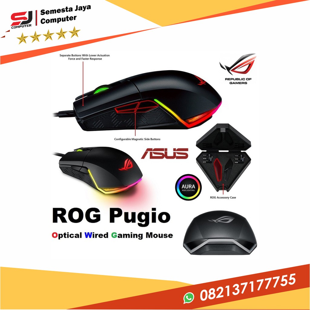 MOUSE ASUS ROG Pugio Aura RGB USB Wired OpticaL