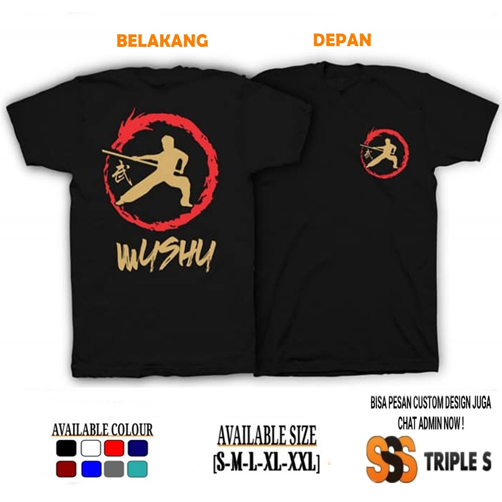 KAOS BELADIRI WUSHU MODEL TERBARU SABLON DEPAN-BELAKANG