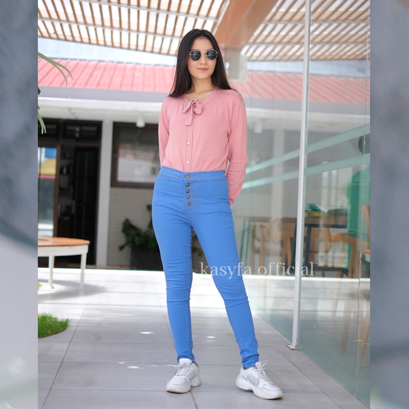 HIGHWAIST KANCING 5 // CELANA JEANS HIGH WAIST WANITA KANCING 5