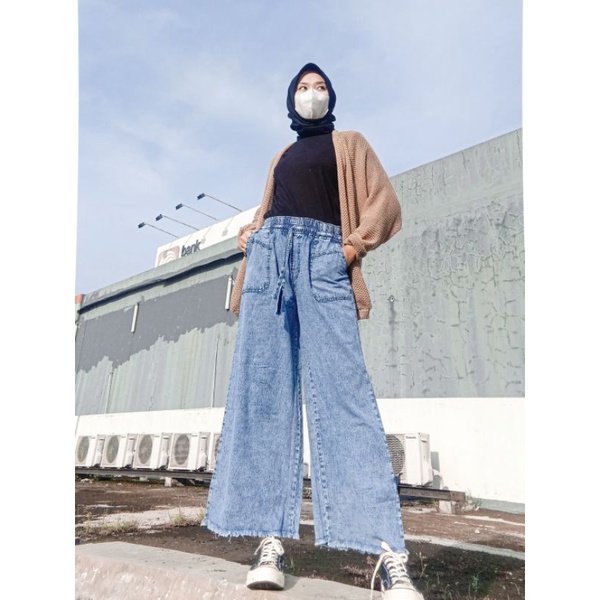 KULOT PINGGANG KARET KULOT SNOW RAWIS//KULOT JEANS HIGHWAIST WANITA TERBARU JI