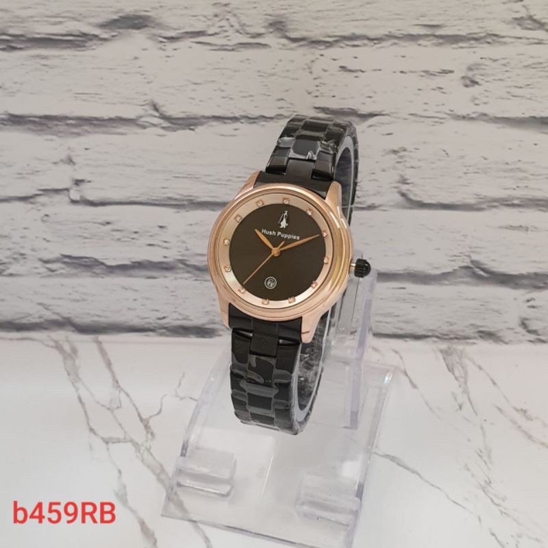 BISA COD JAM TANGAN WANITA HUSH PUPPIES RANTAI BULAT DIAMOND TANGGAL AKTIF HP1958