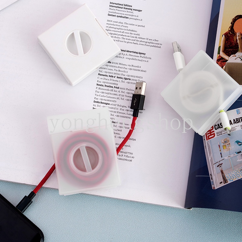 Kotak Penyimpanan Kabel Data / Charger / Earphone Bentuk Persegi Portable