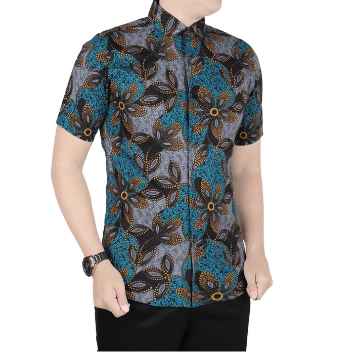 TERBARU VM Kemeja Batik Pendek Slimfit Batik Pria Modern - B-416 - M