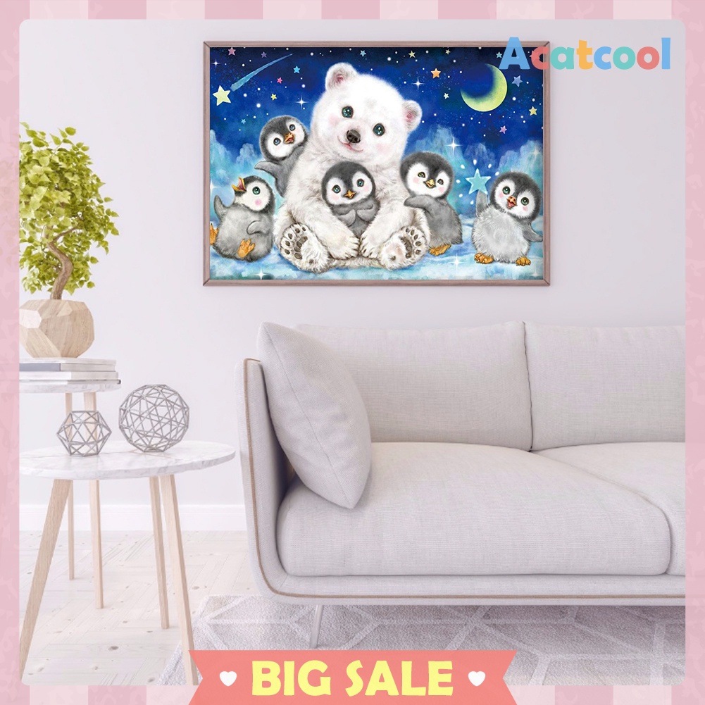 Diamond Painting Bear Little Penguin 5D Full Round Resin Rhinestone Picture