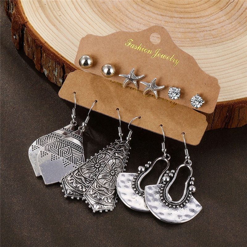 Set Anting Model Juntai Desain Bunga Dan Daun Gaya Etnik Vintage