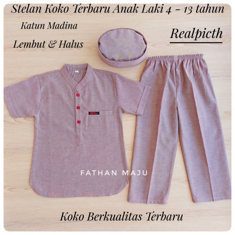 Baju Stelan Koko Muslim Taqwa Anak laki laki 4-13 tahun Terbaru premium