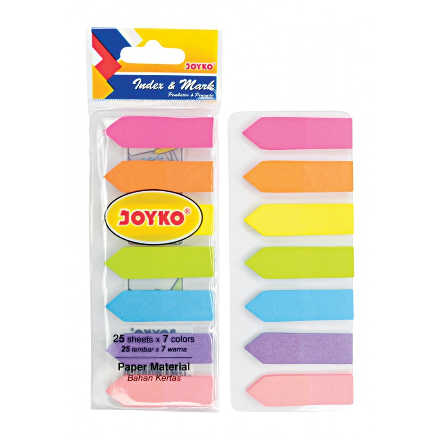

KERTAS MEMO INDEX & MARK / PEMBATAS & PENANDA JOYKO 7 warna IM-33 Bahan Kertas TERLARIS