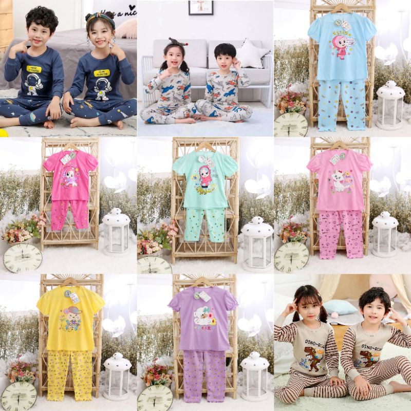 Setelan Anak Cewek Bordir - Baju tidur anak Perempuan - Piyama Anak 1-9 Tahun M-VIN