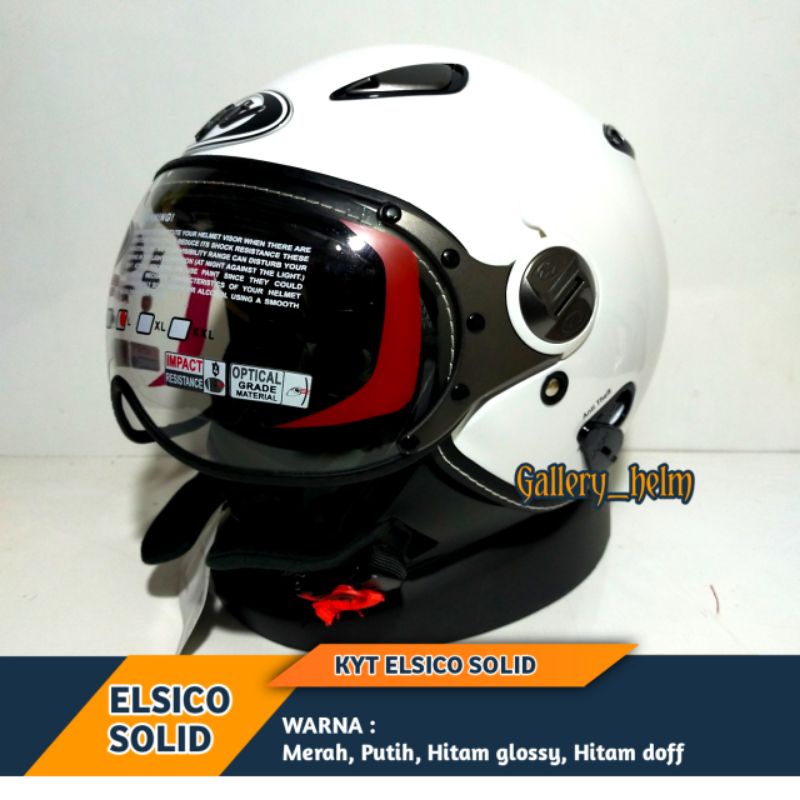 Jual Helm Kyt Elsico Solid Putih Polos Helm KYT Retro Pilot Shopee