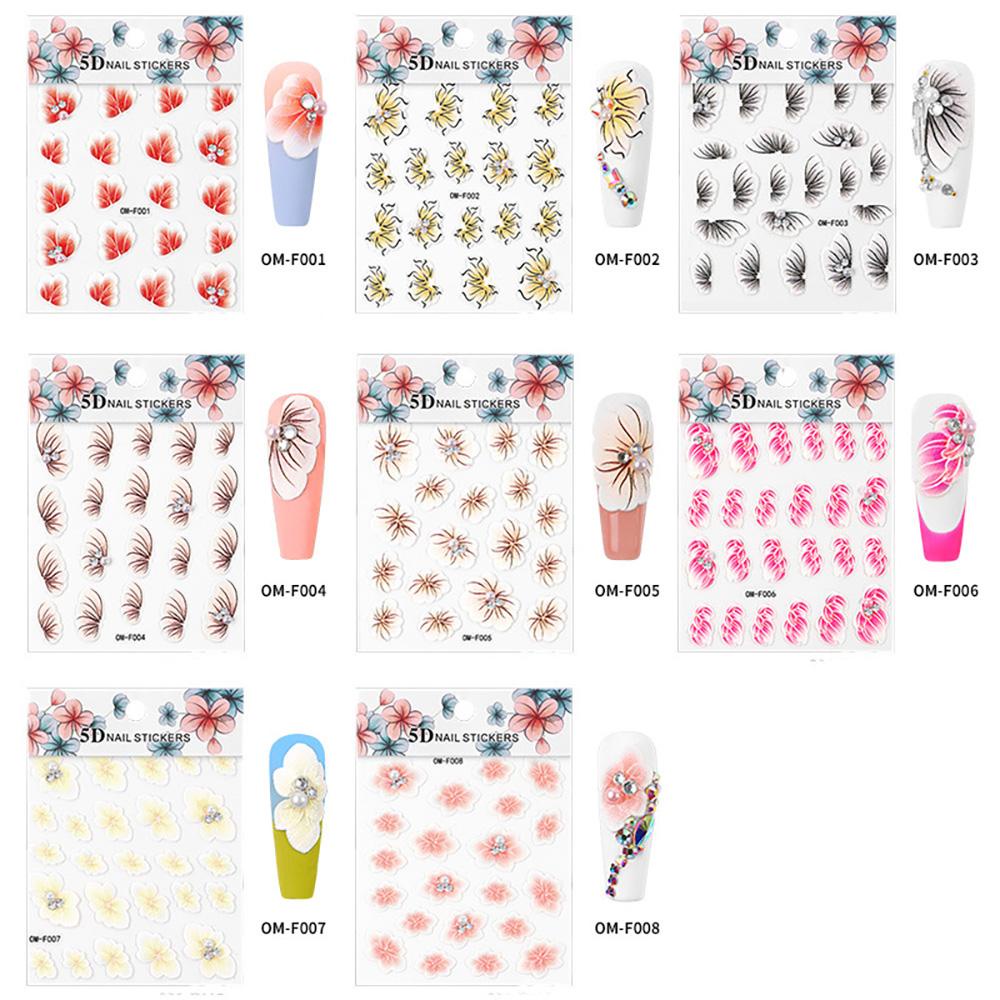 AUGUSTINA Agustina Dekorasi Nail Art Ultra-Tipis Tahan Air Tiga Dimensi Relief Manicure Decals