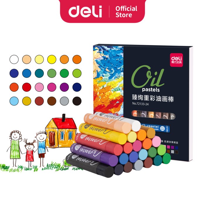 

Deli Oil Pastel Profesional 12/24/36 Warna Hasil Lebih Tebal 72133 - 24 warna