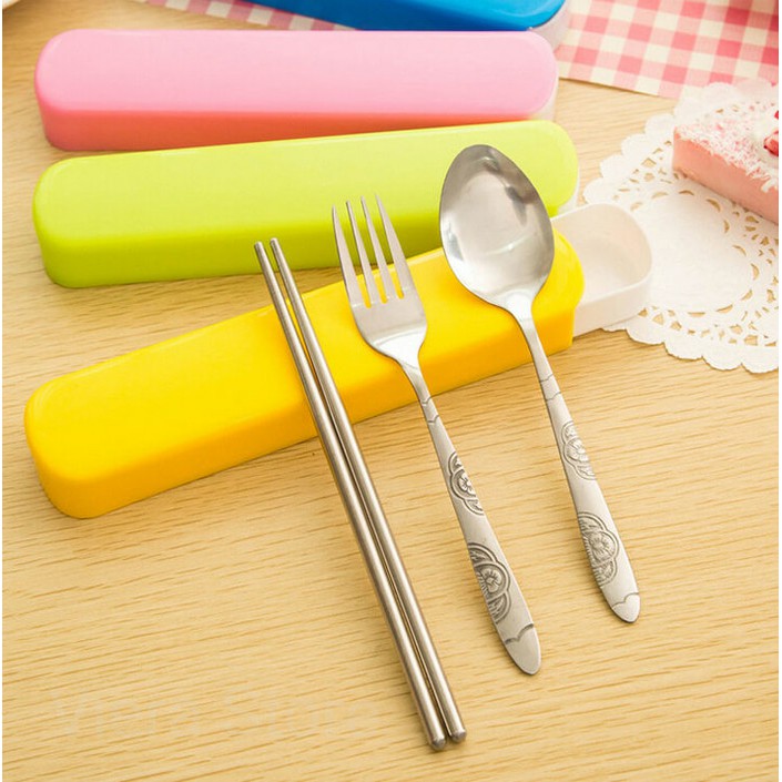 Set Alat Makan Portable Sendok Garpu Sumpit Set Stainless Steel Travelling Souvenir SG10