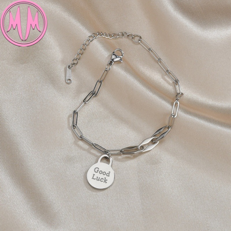 MORYMOSHI B508 Gelang Wanita Titanium Stainless Good Luck Anti Karat Anti Luntur Fashion Korea