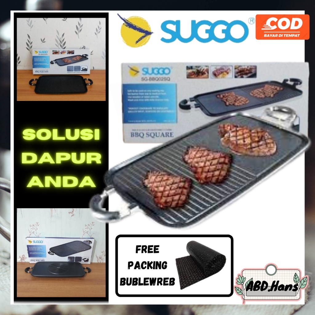 (Hans) Alat Masak Alat Panggange Multi Grill Pan Suggo BBQ Square Sate Steak baja anti lengket Peral