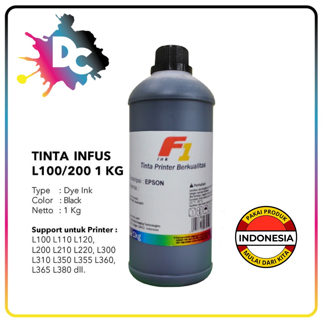 Tinta Refill Dye L Series F1 ink 1kg L120 L310 L300 L210 L350 L220 L360 L365 L1300 Dll