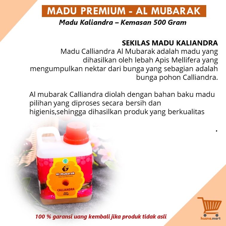 Madu Kaliandra Al Mubarak kemasan 500 gram Asli Murni