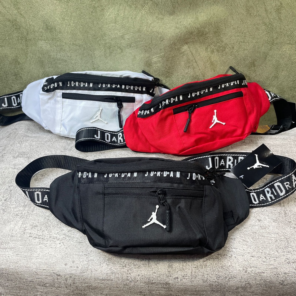 Jordan Waistbag Mini Font White Logo / Tas Selempang Pria Wanita Tas Pinggang