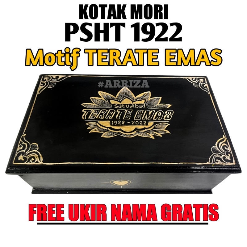 KOTAK MORI PSHT TERATE EMAS DARI KAYU JATI (FREE UKIR NAMA) TEMPAT PENYIMPANAN SABUK MORI PENCAK SILAT SETIA HATI TERATE 1922