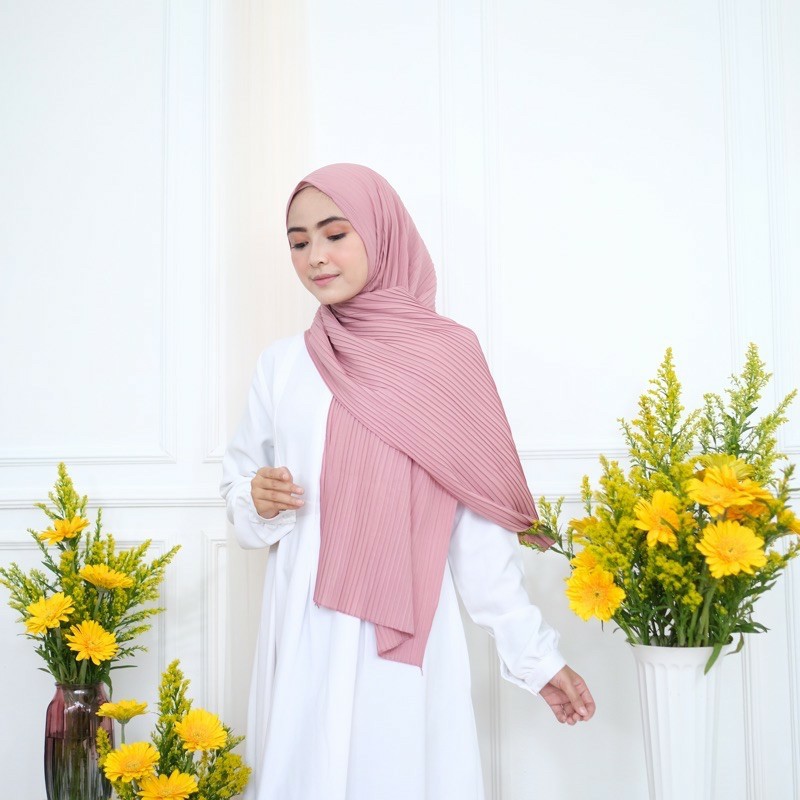 Pashmina Plisket Terbaru Hijab Pashmina Lidi CERUTY BABYDOLL PREMIUM Full Plisket | Hjb Oriani