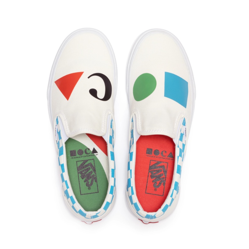 VANS SLIP-ON X MOCA LOGO CYAN “WHITE” ORIGINAL 100%