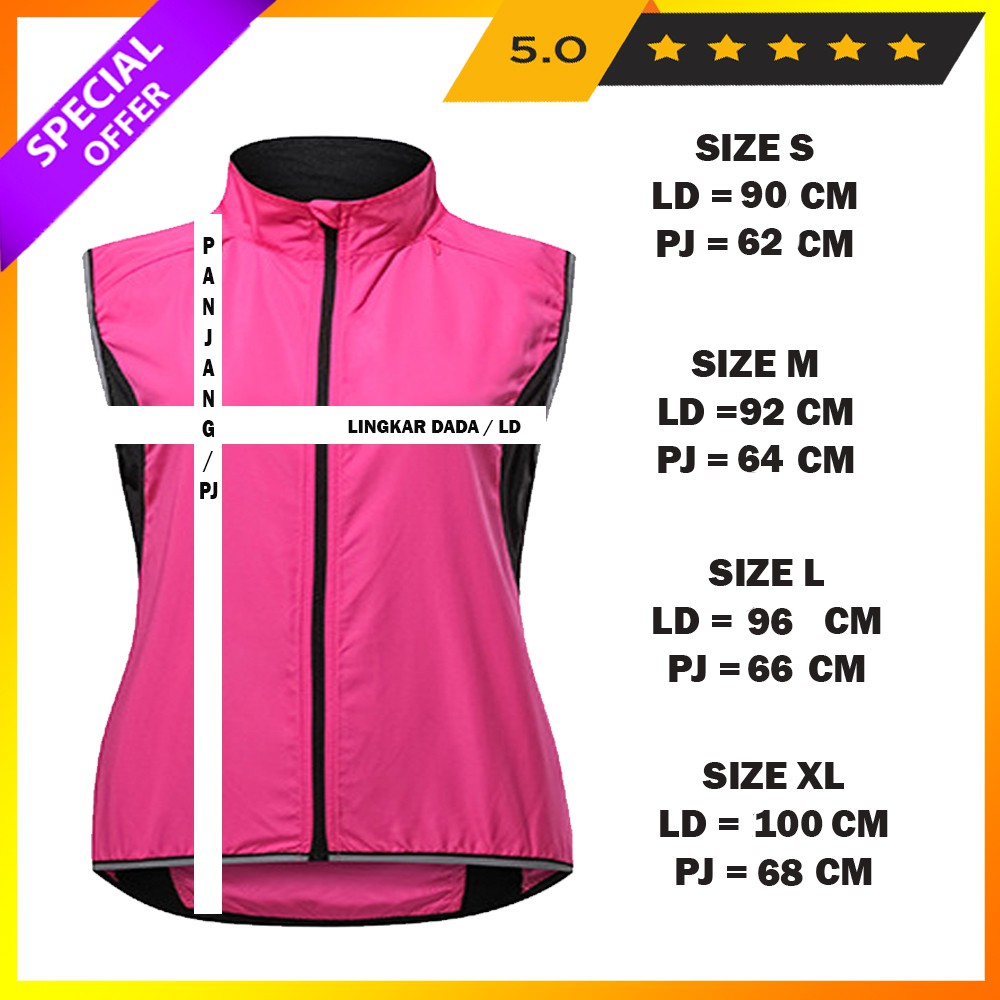 Jaket Rompi Sepeda buat Wanita Reflektif, Windproof dan RainProof