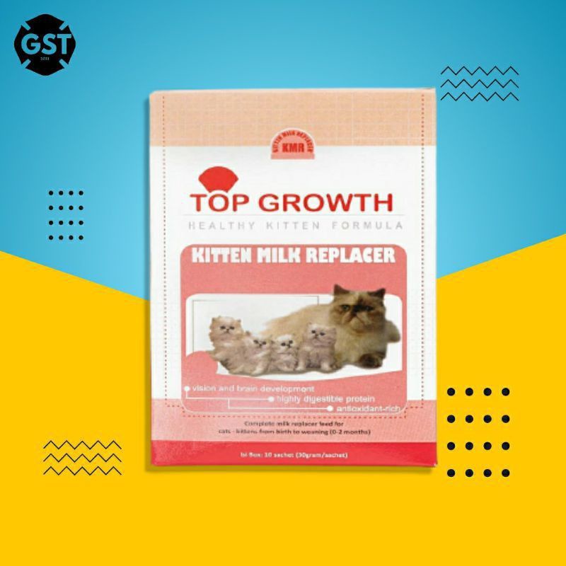 Susu Kucing Top Growth Kitten Baby Cat Milk Kemasan 1Dus isi 10Sachet