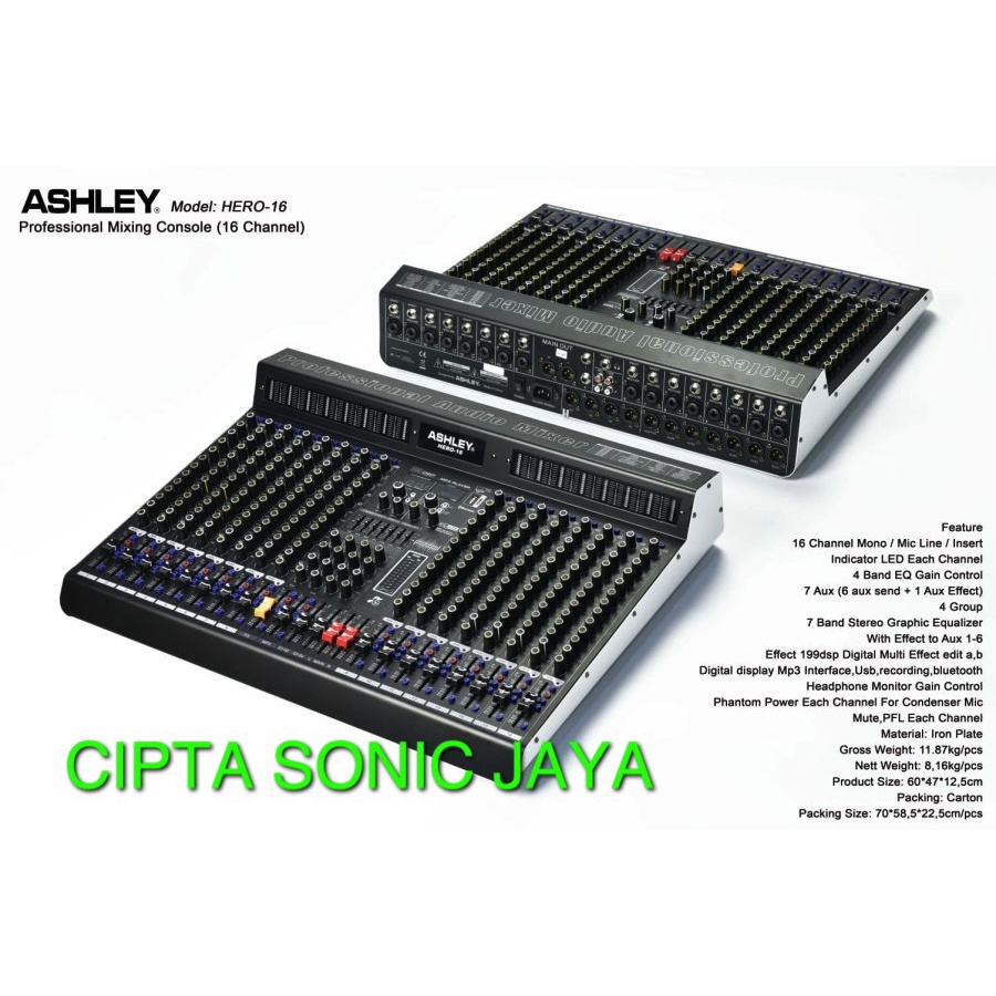 MIXER ASHLEY HERO 16 / HERO16 ORIGINAL GARANSI RESMI