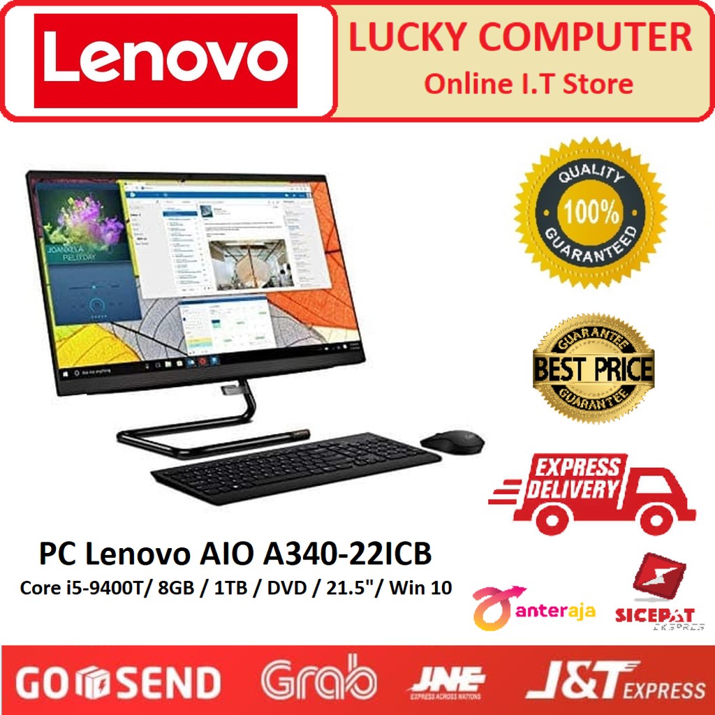 PC Lenovo AIO A340-22ICB- Core i5-9400T / 8GB / 1TB / DVD / Layar 21.5"/ Win10
