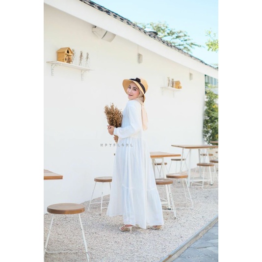 SANSA DRESS Broken White matt Rayon Uniqlo