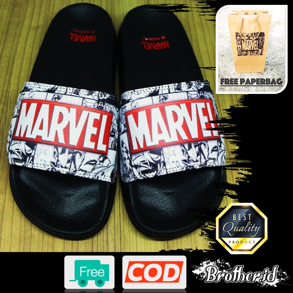 Sandal Selop Distro Jepit Pria Wanita Vans Marvel The Avengers Comic Merah Hitam Premium Sendal Term