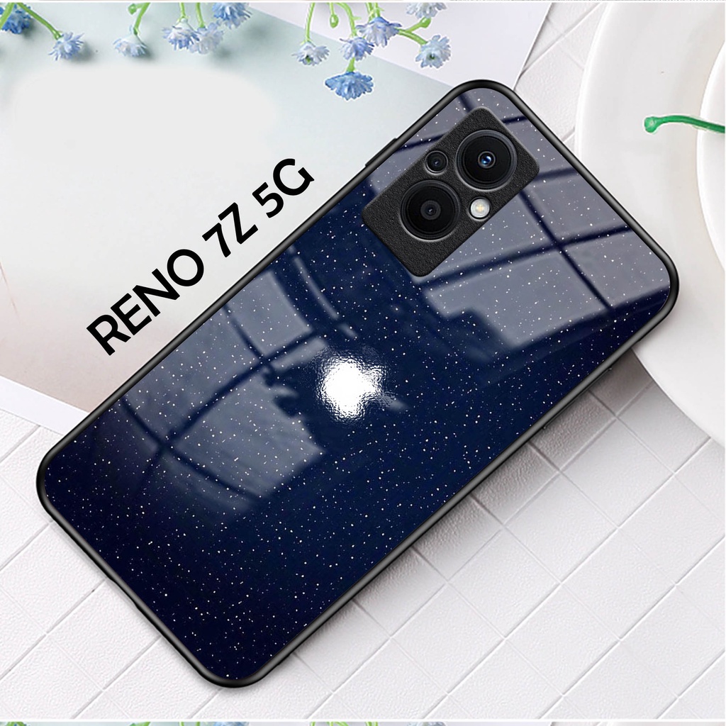 Softcase Glass Kaca LOGO [K08] OPPO RENO 7z 5G - OPPO RENO 7 5G Kamera Protek | Terbaru Casing Handphone-Pelindung Handphone